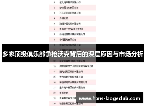 多家顶级俱乐部争抢沃克背后的深层原因与市场分析