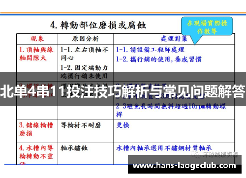 北单4串11投注技巧解析与常见问题解答